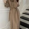 Women‘s Sweater Dress Winter Dress Sheath Dress Knee Length Dress Black Khaki Beige Long Sleeve Pure Color Button Fall Winter Autumn Turtleneck Stylish Winter Dress Fall Dress Loose Fit 2023 One-Size -Tesla Style hybrjv1658746612865