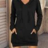 Women's Casual Dress Hoodie Dress Winter Dress Mini Dress Pocket Outdoor Daily Going Out Active Fashion Hooded Long Sleeve 2023 Loose Fit Black Red Navy Blue Color S M L XL XXL Size