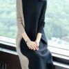 Women's Work Dress Casual Dress Shift Dress Fashion Winter Dress Daily Midi Dress Patchwork Stand Collar Long Sleeve Color Block Regular Fit Black Red Fall Winter M L XL XXL 3XL -Tesla Style hyfued1697099105265