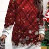 Women's Christmas Casual Dress Sweatshirt Dress Mini Dress Warm Fashion OutdoorVacation Crew Neck Print Geometric Santa Claus Loose Fit Wine Red Burgundy S M L XL XXL -Tesla Style hypixv1695378712103