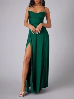 Women's Prom Dress Party Dress Satin Dress Long Dress Maxi Dress Black White Pink Sleeveless Pure Color Backless Summer Spring Fall Spaghetti Strap Fashion Evening Party Wedding Guest Vacation 2023 S -Tesla Style hzqysy1690366406309