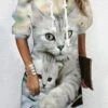 Women's Casual Dress Hoodie Dress Shift Dress Mini Dress White Yellow Brown Long Sleeve Animal Print Spring Fall Winter Hooded Fashion 2023 S M L XL XXL 3XL -Tesla Style idhqeh1672136937790