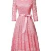 Women‘s Vintage Tea Dresses Party Dress Lace Dress Homecoming Dress Knee Length Dress Pink Wine Navy Blue 3/4 Length Sleeve Pure Color Lace Summer Spring Fall V Neck Classic Winter Dress 2 Women‘s Vintage Tea Dresses Party Dress Lace Dress Homecoming Dress Knee Length Dress Pink Wine Navy Blue 3/4 Length Sleeve Pure Color Lace Summer Spring Fall V Neck Classic Winter Dress -Tesla Style ieoqng1600920035898