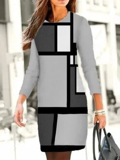 Women's Casual Dress Winter Dress Sweatshirt Dress Geometric Plaid Print Crew Neck Mini Dress Fashion Streetwear Outdoor Daily Long Sleeve Loose Fit Pink Blue Green Fall Winter S M L XL XXL -Tesla Style ifluap1694165724270