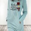 Women's Casual Dress Sweatshirt Dress Shift Dress Mini Dress Light Blue White Grey Long Sleeve Letter Pocket Fall Winter Autumn Crew Neck Stylish Winter Dress Christmas Fall Dress Loose Fit 2023 S M -Tesla Style ignzfj1666175526307
