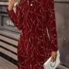Women's Casual Dress Sweatshirt Dress Mini Dress Active Fashion Outdoor Holiday Vacation Crew Neck Print Geometric Loose Fit Wine Navy Blue Purple S M L XL XXL -Tesla Style igofrh1696756983050