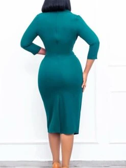 Women's Work Dress Blazer Dress Sheath Dress Fashion Winter Dress Office Daily Midi Dress Ruched Button Shirt Collar Long Sleeve Plain Regular Fit Black Red Green Fall Winter S M L XL XXL -Tesla Style ihqwez1695267068672