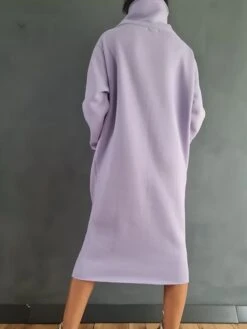 Women's Sweatshirt Dress Casual Dress Midi Dress Fashion Daily Outdoor Vacation Going Out Turtleneck Pocket Solid Color Regular Fit Black Yellow Purple S M L XL XXL -Tesla Style iiluzb1697541676678