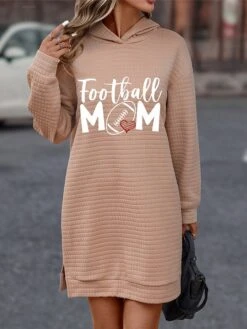 Women's Casual Dress Hoodie Dress Winter Dress Heart Letter Print Hooded Mini Dress Fashion Streetwear Outdoor Daily Long Sleeve Loose Fit Khaki Fall Winter S M L XL XXL