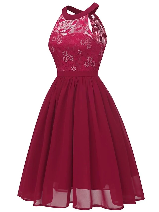 Women‘s Party Dress Homecoming Dress Wedding Guest Lace Dress A Line Dress Midi Dress Pink Wine Navy Blue Sleeveless Pure Color Lace Summer Spring Halter Party Slim 2023 S M L XL XXL 12 Women‘s Party Dress Homecoming Dress Wedding Guest Lace Dress A Line Dress Midi Dress Pink Wine Navy Blue Sleeveless Pure Color Lace Summer Spring Halter Party Slim 2023 S M L XL XXL - Image 10