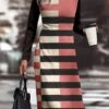Women's Work Dress Casual Dress Semi Formal Dress Fashion Winter Dress Daily Midi Dress Print Crew Neck Long Sleeve Geometric Plaid Slim Black Pink Red Fall Winter S M L XL XXL -Tesla Style imbozq1694490791471
