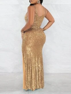 Women‘s Prom Dress Party Dress Sequin Dress Black Dress Midi Dress Red Gold Sleeveless Pure Color Sparkly Glitter Sequins Fall Winter Autumn Spaghetti Strap Fashion Winter Dress Wedding Guest -Tesla Style imdcfm1693296790091