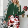 Women's Christmas Dress Hoodie Dress Mini Dress Warm Fashion Outdoor Christmas Holiday Hoodie Print Santa Claus Snowman Loose Fit Wine Green S M L XL XXL -Tesla Style ingutc1697541259075