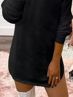 Women's Casual Dress Sweatshirt Dress Winter Dress Mini Dress Cold Shoulder Outdoor Street Daily Fashion Streetwear One Shoulder Long Sleeve 2023 Loose Fit Black Pink Color S M L XL Size -Tesla Style inplik1693987657667