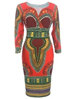 Women's Work Dress Sheath Dress Semi Formal Dress Fashion Midi Dress Print V Neck 3/4 Length Sleeve Floral Regular Fit Black Yellow Red Summer Spring S M L XL XXL -Tesla Style ipawak1673598595366