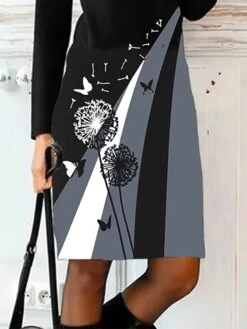 Women's Casual Dress Winter Dress Sweatshirt Dress Butterfly Dandelion Print Crew Neck Mini Dress Fashion Streetwear Outdoor Daily Long Sleeve Loose Fit Black Fall Winter S M L XL XXL -Tesla Style iqwhan1694082057243