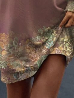 Women's Casual Dress Sweatshirt Dress Mini Dress Warm Fashion Outdoor Vacation Going Out Crew Neck Print Floral Regular Fit Pink S M L XL XXL -Tesla Style irhszr1696942632797