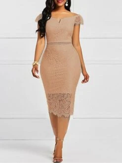 Women's Party Dress Lace Dress Work Dress Midi Dress Wine Black Red Short Sleeve Pure Color Lace Summer Spring V Neck Fashion Office Wedding Guest 2023 S M L XL XXL XXXL 19 Women's Party Dress Lace Dress Work Dress Midi Dress Wine Black Red Short Sleeve Pure Color Lace Summer Spring V Neck Fashion Office Wedding Guest 2023 S M L XL XXL XXXL -Tesla Style irmeoq1689229500241