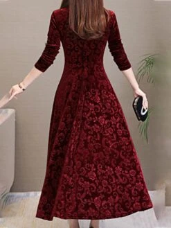 Women's Party Dress Velvet Dress Swing Dress Midi Dress Black Red Green Long Sleeve Floral Jacquard Spring Fall Winter V Neck Fashion Winter Dress Wedding Guest Vacation Slim 2023 M L XL XXL 3XL 11 Women's Party Dress Velvet Dress Swing Dress Midi Dress Black Red Green Long Sleeve Floral Jacquard Spring Fall Winter V Neck Fashion Winter Dress Wedding Guest Vacation Slim 2023 M L XL XXL 3XL -Tesla Style iscwqg1630489603020