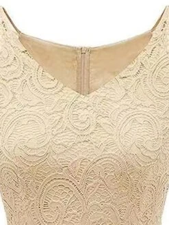 Women's Party Dress Lace Dress Homecoming Dress Midi Dress Pink Wine Khaki Sleeveless Pure Color Lace Summer Spring Fall V Neck Vintage Wedding Guest Birthday Vacation 2023 S M L XL XXL -Tesla Style isqhyb1691399766656