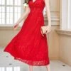 Women's Party Dress Lace Dress Cocktail Dress Midi Dress Red Sleeveless Pure Color Lace Summer Spring Fall Spaghetti Strap Fashion Wedding Guest Vacation Summer Dress 2023 S M L XL