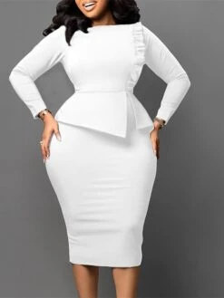 Women's Work Dress Sheath Dress Black Dress Fashion Midi Dress Ruched Split Crew Neck Long Sleeve Plain Regular Fit Black White Red Fall Winter S M L XL XXL 26 Women's Work Dress Sheath Dress Black Dress Fashion Midi Dress Ruched Split Crew Neck Long Sleeve Plain Regular Fit Black White Red Fall Winter S M L XL XXL -Tesla Style iujsdu1693206404818