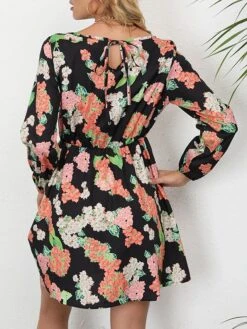 Women's Work Dress A Line Dress Fashion Mini Dress Print Crew Neck Long Sleeve Floral Loose Fit Red Blue Orange Fall S M L XL XXL -Tesla Style ivojfn1693300572767