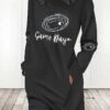 Women's Casual Dress Sweatshirt Dress Winter Dress Letter Football Pocket Print Crew Neck Mini Dress Fashion Streetwear Outdoor Daily Long Sleeve Loose Fit Black Red Blue Fall Winter S M L XL XXL -Tesla Style ivvknu1695204465535