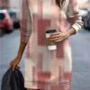 Women's Casual Dress Sweatshirt Dress Mini Dress Warm Fashion Outdoor Vacation Going Out Crew Neck Print Geometric Regular Fit Pink Blue Purple S M L XL XXL -Tesla Style ivybuw1697107835059