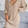 Women's Sweater Dress Jumper Dress Casual Dress Mini Dress Active Multicolor Outdoor Casual Daily Holiday V Neck Long Sleeve Patchwork 2023 Loose Fit Pink Blue Khaki S M L