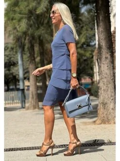 Women's Work Dress Sheath Dress Chiffon Dress Fashion Midi Dress Layered Crew Neck Short Sleeve Plain Loose Fit Wine Blue Green Summer Spring S M L XL XXL -Tesla Style iwsvrd1695106606938