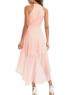 Women's Party Dress Lace Dress Homecoming Dress Midi Dress Pink Wine Purple Sleeveless Pure Color Lace Summer Spring Crew Neck Party Birthday Evening Party Wedding Guest 2023 S M L XL 2XL -Tesla Style ixkqwg1675674060341