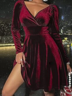 Women's Party Dress Velvet Dress Homecoming Dress Mini Dress Black Red Blue Long Sleeve Pure Color Ruched Spring Fall Winter V Neck Fashion Winter Dress Wedding Guest Evening Party 2023 S M L XL 14 Women's Party Dress Velvet Dress Homecoming Dress Mini Dress Black Red Blue Long Sleeve Pure Color Ruched Spring Fall Winter V Neck Fashion Winter Dress Wedding Guest Evening Party 2023 S M L XL -Tesla Style iylegm1692351233809