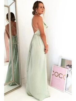 Women's Prom Dress Party Dress Satin Dress Long Dress Maxi Dress Light Green Wine Sleeveless Pure Color Split Summer Spring Fall Spaghetti Strap Fashion Party Birthday Evening Party 2023 S M L XL -Tesla Style iyuacy1671775305332