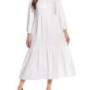 Women's Work Dress Satin Dress Swing Dress Fashion Midi Dress Ruffle Button Shirt Collar Long Sleeve Plain Loose Fit White Fall Winter S M L XL XXL -Tesla Style iyyvxk1693466157094