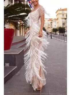Women's Party Dress Fringe Dress Cocktail Dress Long Dress Maxi Dress White Sleeveless Pure Color Tassel Fringe Summer Spring Fall V Neck Fashion Party Evening Party Wedding Guest 2023 S M L XL -Tesla Style izaevo1660202781565