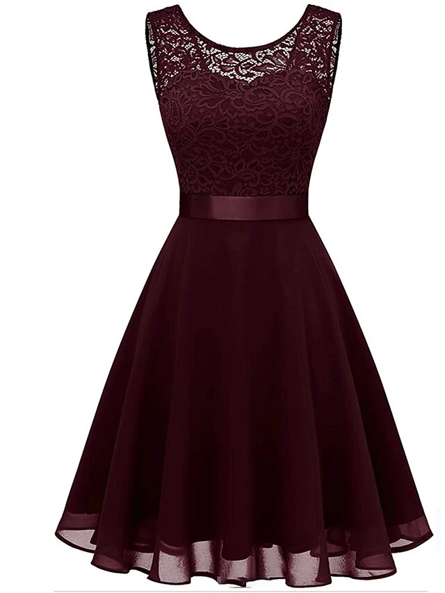 Women‘s Party Dress Lace Dress Knee Length Dress Pink Red Wine Dark Blue Red White Black Sleeveless Pure Color Lace Spring Summer Crew Neck Elegant 2022 XS S M L XL XXL XXXL 9 Women‘s Party Dress Lace Dress Knee Length Dress Pink Red Wine Dark Blue Red White Black Sleeveless Pure Color Lace Spring Summer Crew Neck Elegant 2022 XS S M L XL XXL XXXL - Image 7