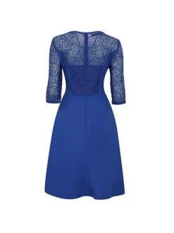 Women's Party Dress Lace Dress Swing Dress Mini Dress Black Wine Blue 3/4 Length Sleeve Pure Color Lace Spring Fall Winter Crew Neck Fashion Party Spring Dress 2023 S M L XL XXL 3XL 4XL -Tesla Style jbvkan1671604320255