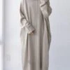 Women‘s Sweater Dress Winter Dress Shift Dress Long Dress Maxi Dress Beige Black Long Sleeve Pure Color Ruched Winter Fall Turtleneck Casual One-Size