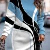 Women's Casual Dress Sweatshirt Dress Winter Dress Color Block Print Crew Neck Mini Dress Fashion Streetwear Outdoor Daily Long Sleeve Loose Fit Pink Blue Purple Fall Winter S M L XL XXL -Tesla Style jcjfna1693827867224
