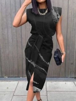 Women's Sheath Dress Midi Dress Sleeveless Butterfly Print Summer Spring V Neck Stylish Party 2023 S M L XL XXL 3XL -Tesla Style jcrvds1647840731281