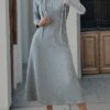 Women's Casual Dress Hoodie Dress Midi Dress Fashion Daily Outdoor Vacation Going Out Hoodie Zipper Solid Color Regular Fit Black Gray S M L XL -Tesla Style jdruqb1696674368231