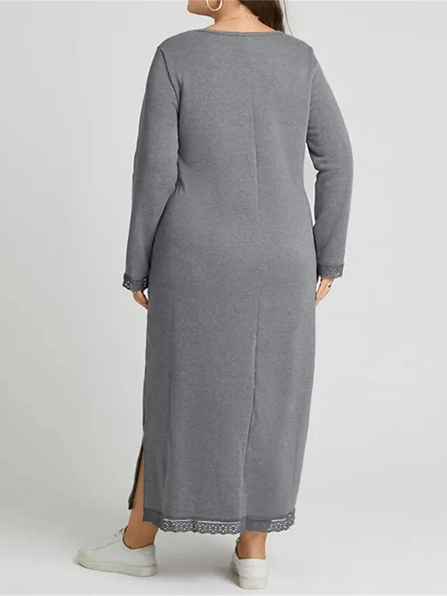 Women's Casual Dress Sweatshirt Dress Winter Dress Long Dress Maxi Dress Ruched Pocket Outdoor Daily Going Out Fashion Streetwear Crew Neck Long Sleeve 2023 Loose Fit Black Wine Purple Color S M L XL 5 Women's Casual Dress Sweatshirt Dress Winter Dress Long Dress Maxi Dress Ruched Pocket Outdoor Daily Going Out Fashion Streetwear Crew Neck Long Sleeve 2023 Loose Fit Black Wine Purple Color S M L XL - Image 3