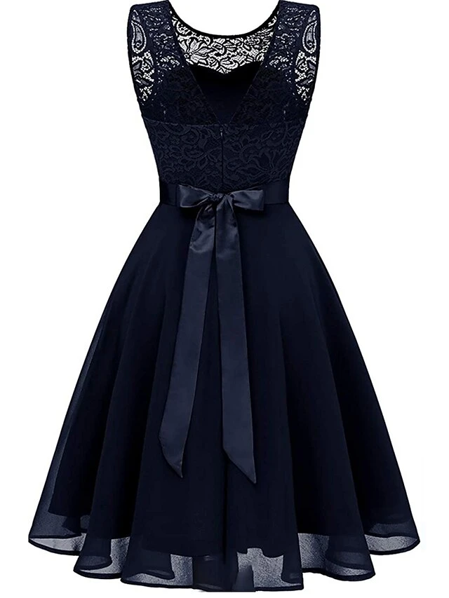 Women‘s Party Dress Lace Dress Knee Length Dress Pink Red Wine Dark Blue Red White Black Sleeveless Pure Color Lace Spring Summer Crew Neck Elegant 2022 XS S M L XL XXL XXXL 5 Women‘s Party Dress Lace Dress Knee Length Dress Pink Red Wine Dark Blue Red White Black Sleeveless Pure Color Lace Spring Summer Crew Neck Elegant 2022 XS S M L XL XXL XXXL - Image 3