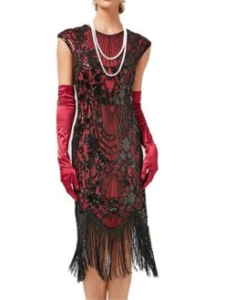 Women‘s Halloween Dress Retro 1920s Fringe Dress Midi Dress Party Sequins Tassel Fringe Floral Crew Neck Short Sleeve Slim Summer Spring 2023 Black Gold Red XS S M L 14 Women‘s Halloween Dress Retro 1920s Fringe Dress Midi Dress Party Sequins Tassel Fringe Floral Crew Neck Short Sleeve Slim Summer Spring 2023 Black Gold Red XS S M L -Tesla Style jfwjzt1677216928199