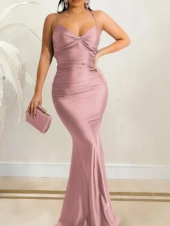 Women‘s Prom Party Dress Homecoming Dress Stain Maxi Long Dress Green Black Pink Red Sleeveless Pure Color Backless Spring Summer Spaghetti Strap Sexy Mature Party Slim 2023 S M L XL XXL -Tesla Style jhwggj1657616828853