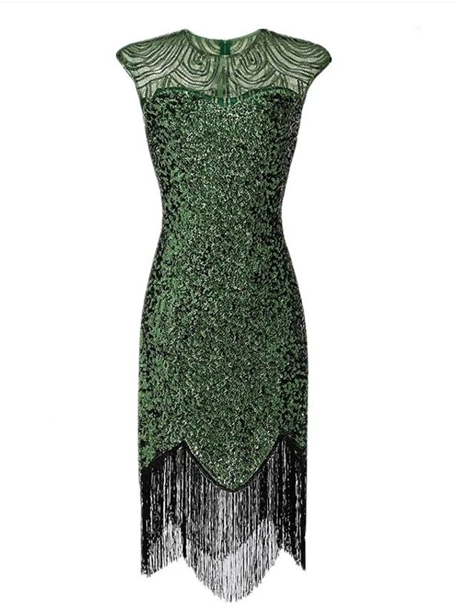 Women‘s Halloween Dress Party Dress Vintage Tea Dresses Gatsby Dress Knee Length Dress Black Gold Green Sleeveless Pure Color Sequins Fall Spring Summer Crew Neck Vintage Party Evening Party Slim 2023 5 Women‘s Halloween Dress Party Dress Vintage Tea Dresses Gatsby Dress Knee Length Dress Black Gold Green Sleeveless Pure Color Sequins Fall Spring Summer Crew Neck Vintage Party Evening Party Slim 2023 - Image 3