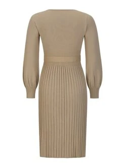 Women‘s Sweater Dress Winter Dress Bodycon Knee Length Dress Black Dark Green Khaki Long Sleeve Pure Color Lace Up Fall Winter Autumn Crew Neck Elegant Winter Dress Fall Dress 2023 S M L XL XXL -Tesla Style jjdinr1657786354521