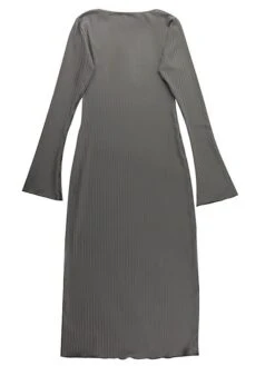 Women's Sweater Dress Jumper Dress Casual Dress Long Dress Maxi Dress Fashion Pure Color Outdoor Daily Vacation Going Out Square Neck Long Sleeve Patchwork 2023 Regular Fit Black Apricot Gray S M L -Tesla Style jjlfwi1695643858212