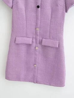 Women's Work Dress Casual Dress Sheath Dress Fashion Office Daily Mini Dress Patchwork Button Stand Collar Short Sleeve Plain Regular Fit Purple Fall Winter S M L 16 Women's Work Dress Casual Dress Sheath Dress Fashion Office Daily Mini Dress Patchwork Button Stand Collar Short Sleeve Plain Regular Fit Purple Fall Winter S M L -Tesla Style jjygjx1695267966804